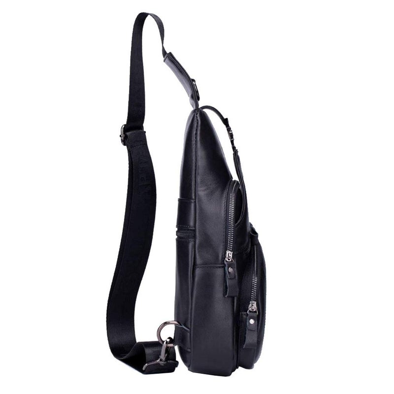Hebetag Leather Sling Bag Crossbody Backpack for Men Women Outdoor Travel Shoulder Chest Pouch Casual Hiking Pack - Image 2